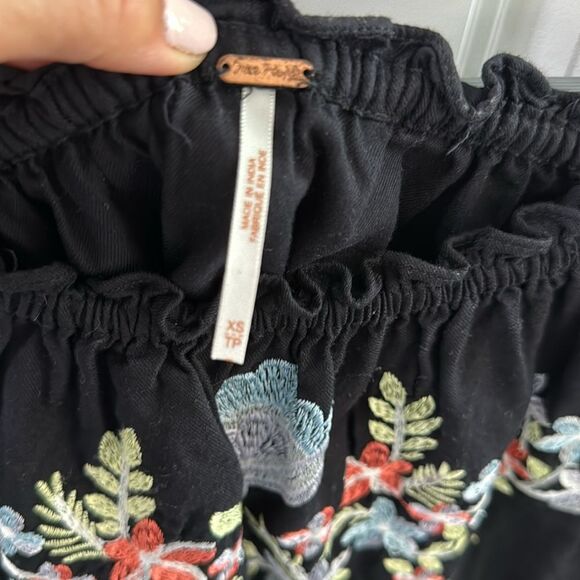 Free People Fleur Du Jour Black Floral long sleeve Embroidered Mini Dress XS-M - Picture 4 of 10